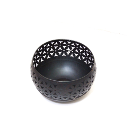 Lampion na T-light stary metal Miedziany ażurowy Kwiaty 13x8cm